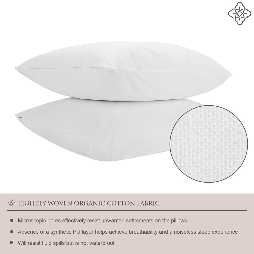 Bioweaves 100% Organic Cotton Breathable Pillow Protectors Gots Certified With Zipped Closure - Queen, 20    X 30   , 4-Pack