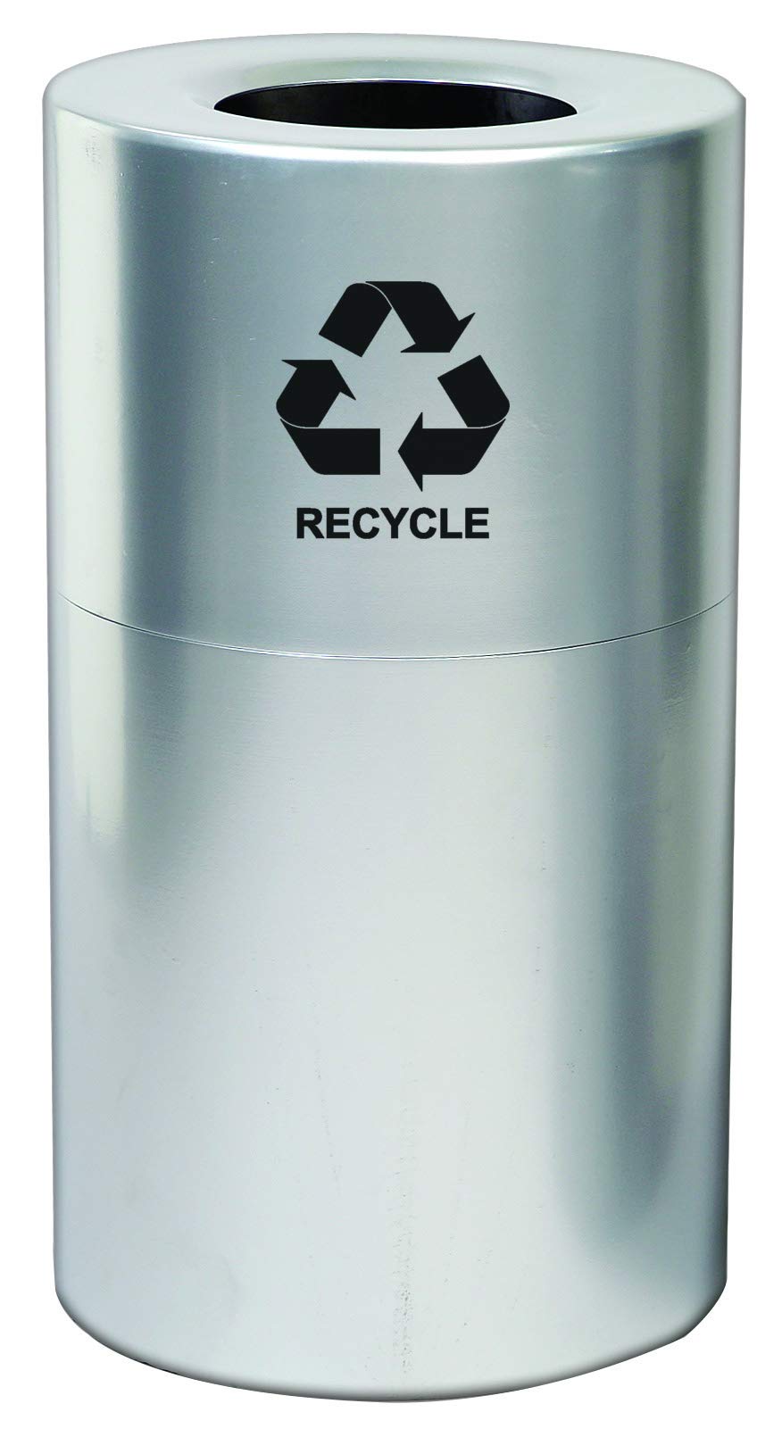 Witt Industries AL35-CLR-R Aluminum 35-Gallon Decorative Recycling Receptacle with Rigid Plastic Liner, Legend Recycle, Round, 1