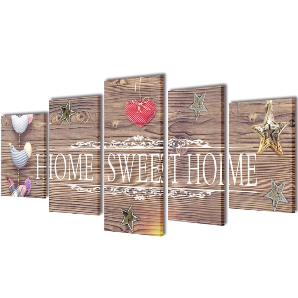 vidaXL Canvas Wall Print Set Sweet Home Design 79&quot;x39&quot; Wall Home Picture Art