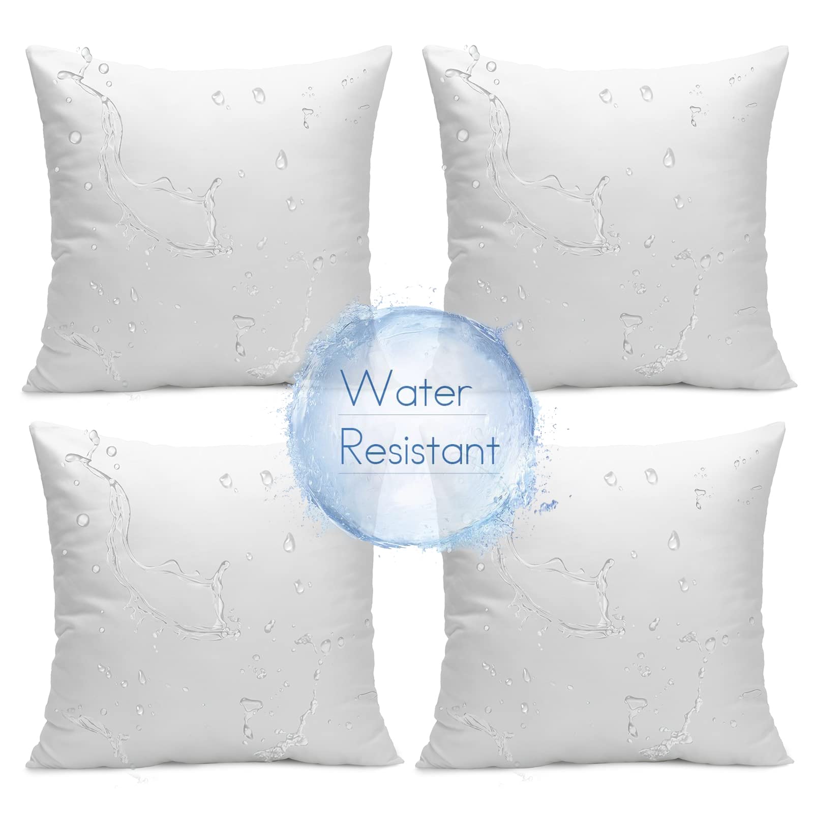 Ashler 20 X 20 Outdoor Pillows, Waterproof Inserts Set Of 4 Water Resistant Throw Pillow Inserts, Hypoallergenic Pillows For Pat
