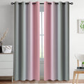 Yakamok Ombre Pink And Grey Curtains For Bedroom, Gradient Room Darkening Curtains, Grommet Thermal Insulated Light Blocking Win