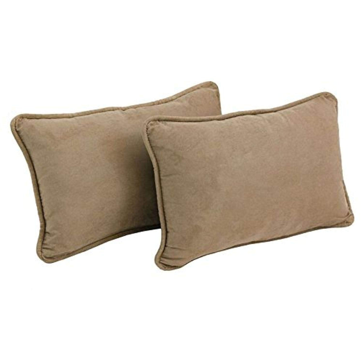 Blazing Needles Corded Solid Microsuede Rectangular Throw Pillows with Inserts (Set of 2), 20&quot; by 12&quot;, Java