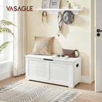 Vasagle Storage Chest, Storage Trunk With 2 Safety Hinges, Storage Bench, Shoe Bench, Farmhouse Style, 15.7 X 39.4 X 18.1 Inches, For Entryway, Bedroom, Living Room, Cloud White Ulsb061T10