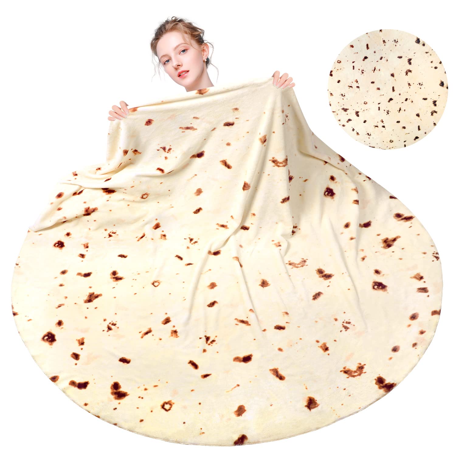 M&C Music Color Tortilla Blanket Double Sided 60 In, Burrito Tortilla Blanket Adult Size Round Funny Blankets For Adults Teens K