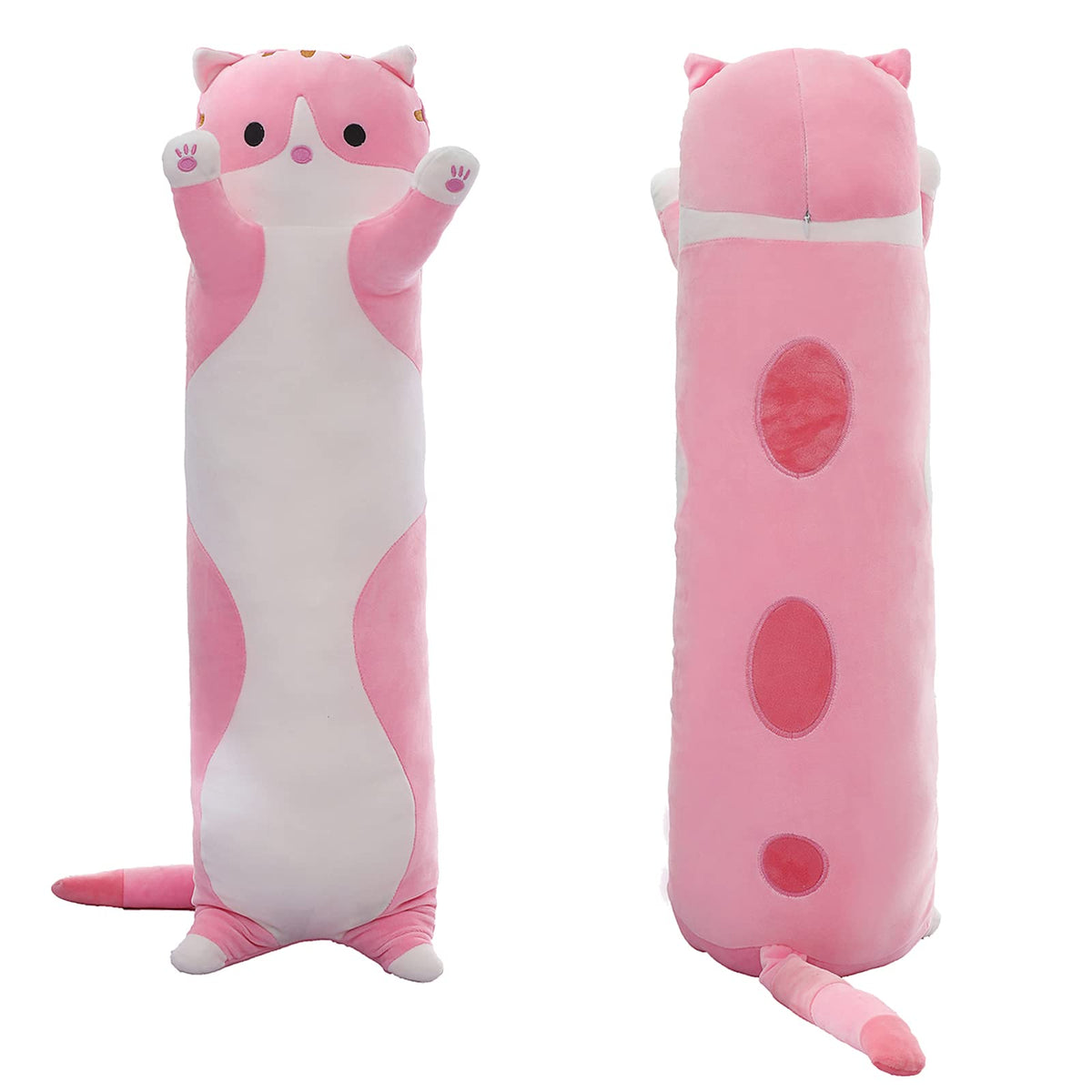 Shinuoer Long Cat Plush Pillow Cute Cat Body Pillow,Pink Cat Stuffed Animals Soft Plushies Kawaii Stuffed Kitten Plush Toy Gift