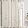 Estelar Textiler Room Darkening Curtain For Living Room 80W X 96L Inch Length Thermal Insulated Silver Palm Printed Wide Curtain