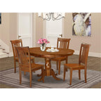 East West Furniture PORT5-SBR-W 5 Piece Dinette Set for 4 Includes an Oval Dining Table with Butterfly Leaf and 4 Dining Room Chairs, 42x60 Inch, Saddle Brown