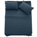 Ldc Twin Sheet Set - 4 Pc Brushed Microfiber Bed Sheets 16 Inches Deep Pockets - Embroidered & Plain Pillowcases - Hotel Luxury