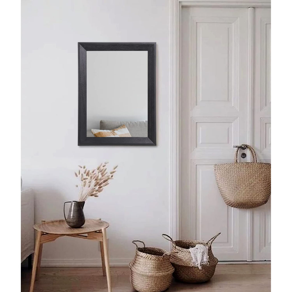 Aazzkang Black Mirrors For Wall Rectangle Wood Framed Mirror 20''X16'' Decorative Wall Mirror For Bedroom Bathroom Living Room