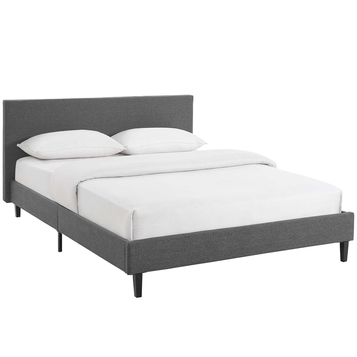 Modway Anya Upholstered Gray Platform Bed With Wood Slat Support In Queen