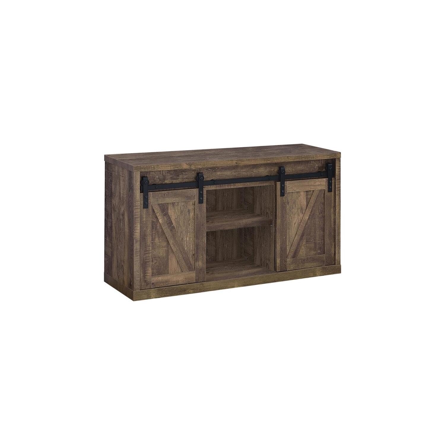 Coaster Furniture 48-inch 3-Shelf Sliding Doors Rustic Oak TV Console 723271