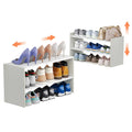 Xcosrack 2 Pack 2Tier Shoe Rack Organizer for Closet, Expandable and Adjustable White Shoe Rack, Stackable Iron Wood Combinati