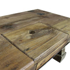 vidaXL Handmade Coffee Table with Industrial Design, Made of Solid Reclaimed Wood and Galvanized Iron, Easy Assembly, Dimensions 35.4"x19.7"x13.8" - Farmhouse Style