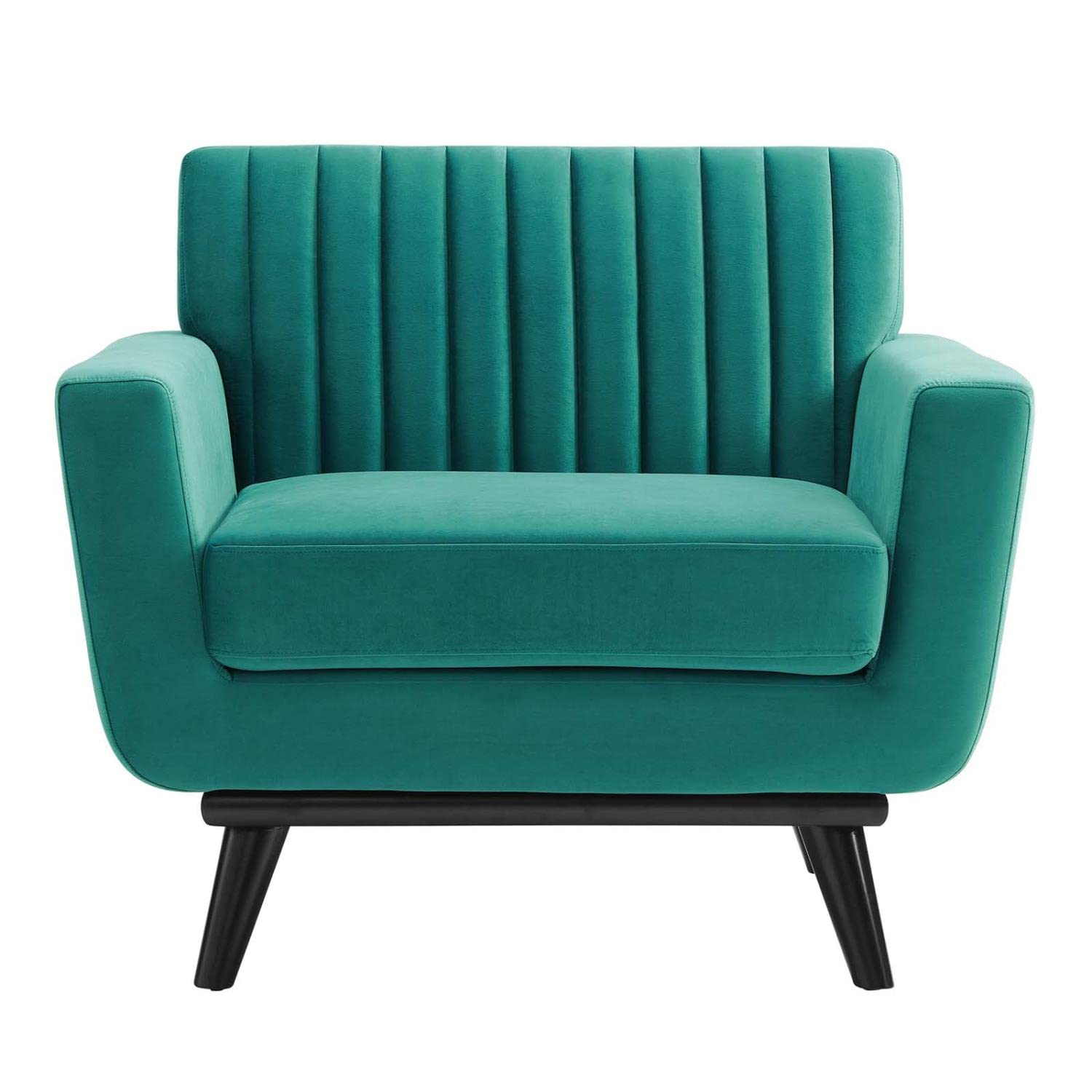 Modway Engage Channel Tufted Performance Velvet Armchair in Teal