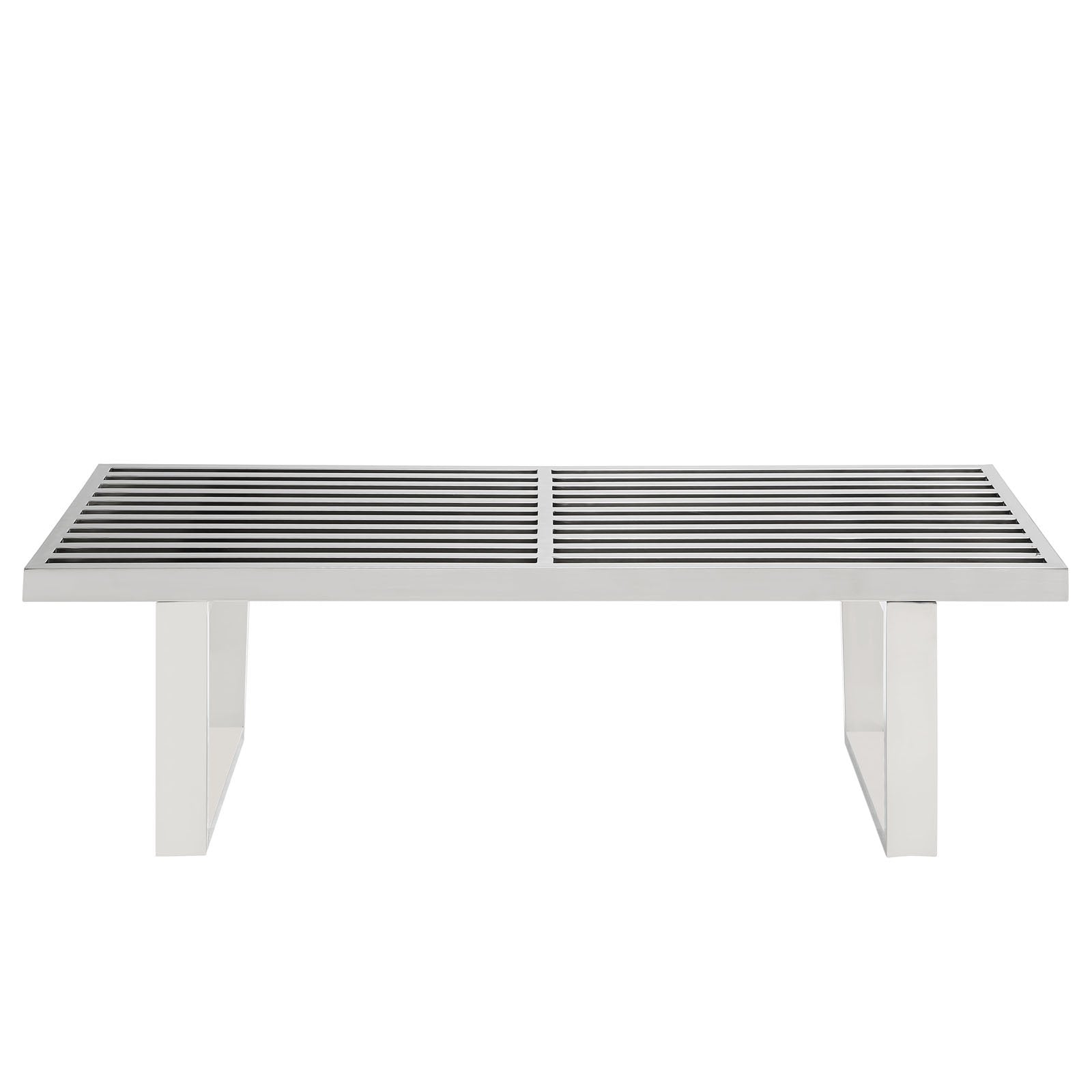 Modway Sauna Stainless Steel 4' Bench in Silver