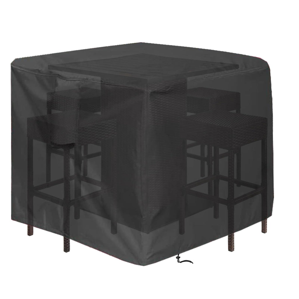 Hengme 5 Piece Bar Height Patio Dining Set Covers, Outdoor Waterproof Square Wicker Bar Table & Chair Sets Cover For Square Tabl