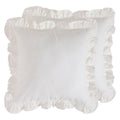 Patdrea White Decorative Throw Pillow Covers 22'X22' Set Of 2, Farmhouse Linen Pillow Covers With Ruffles, Square Sturdy Throw