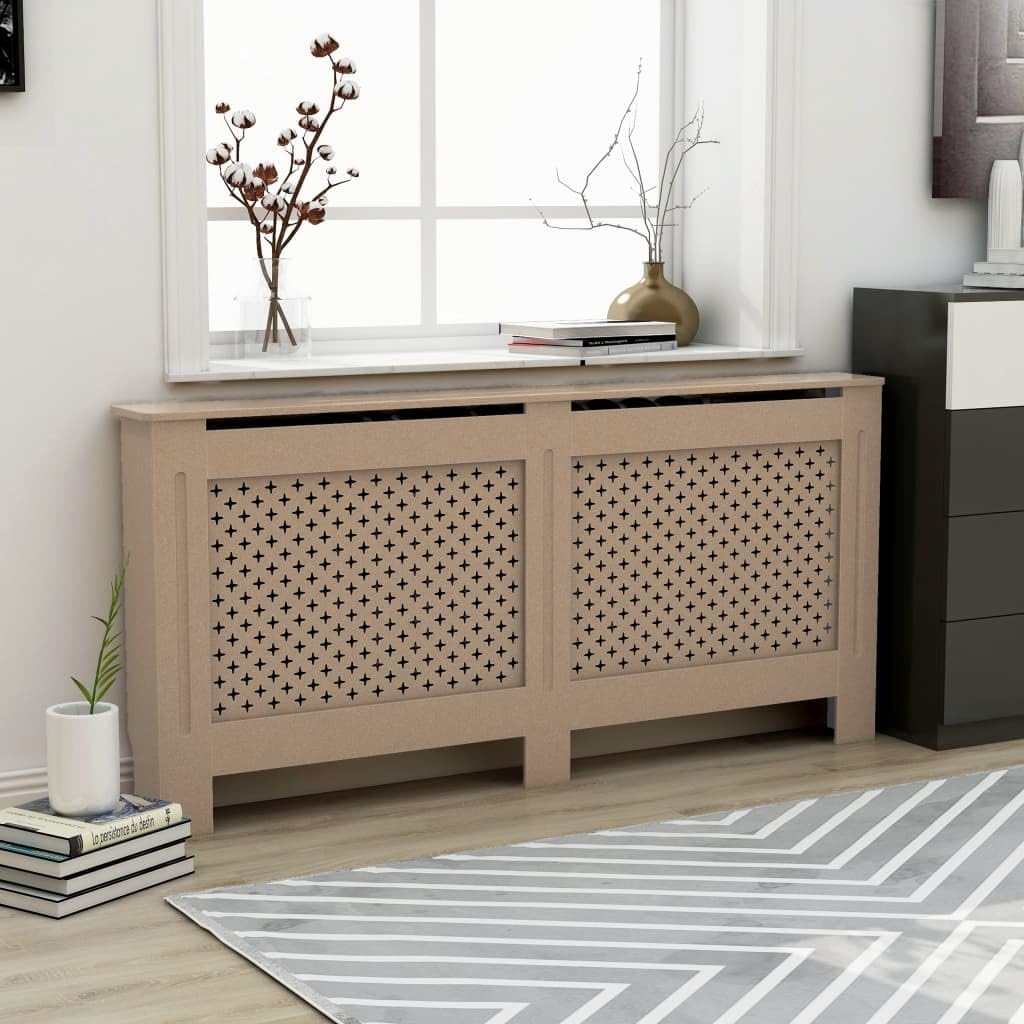 vidaXL Radiator Cover 67.7" x 7.5" x 32.1" MDF Heater Heating Cover Storage Shelf Living Room