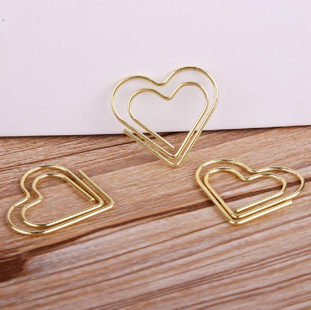 12Pcs Paper Clips Heart Shape Paperclips Metal Document Clips For School Office Bookmark Marking Organizing Clip Stationery Supp