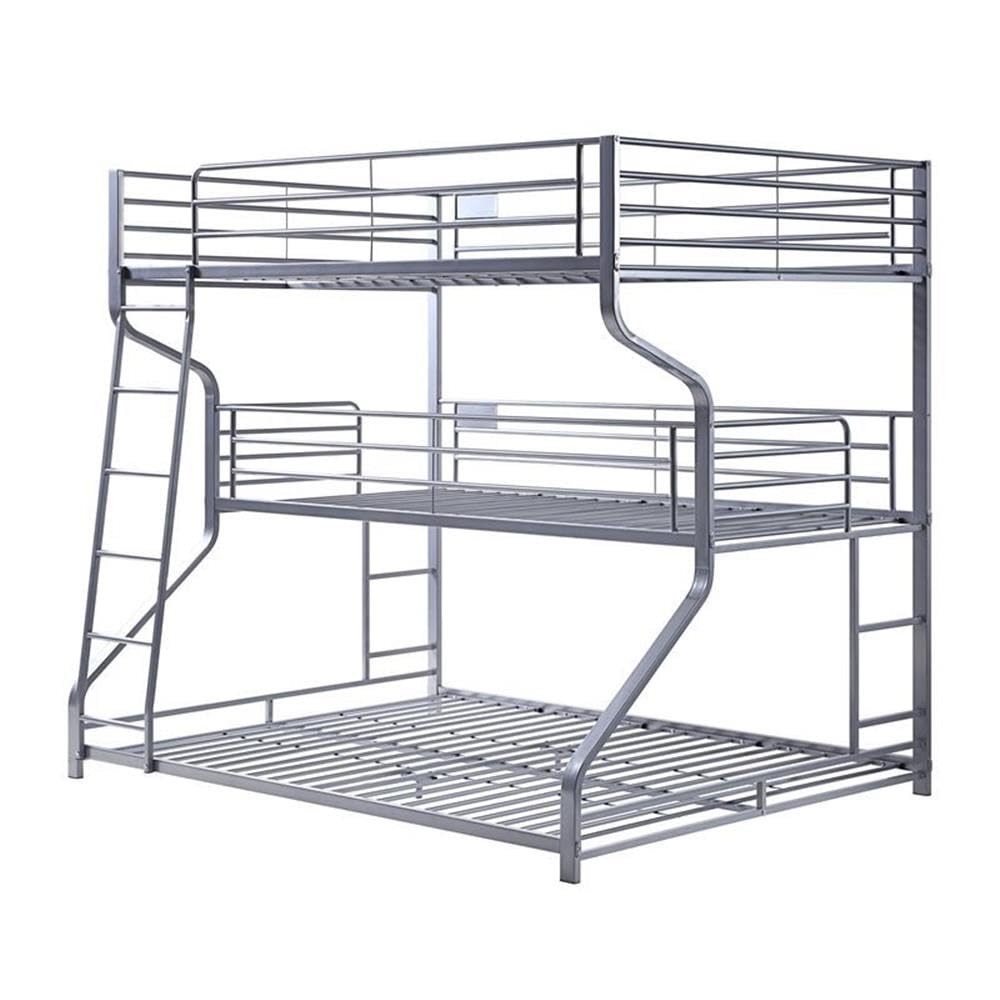 Acme Caius Ii Metal Frame Triple Bunk Bed In Silver