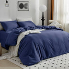 Jellymoni Cotton Duvet Cover Full Size - 100% Washed Cotton Linen Like Textured Comforter Cover, 3 Pieces Breathable Soft Beddin