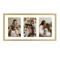 Golden State Art, 7x14 Collage Aluminum Frame Displays Three 4x6 Picture with Ivory Mat, Multi Openings Photo Frames, Horizontal