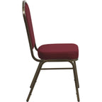 Flash Furniture HERCULES Series Crown Back Stacking Banquet Chair in Burgundy Fabric - Gold Vein Frame