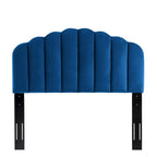Modway Veronique Channel Tufted Performance Velvet Upholstered Full/Queen Headboard In Navy