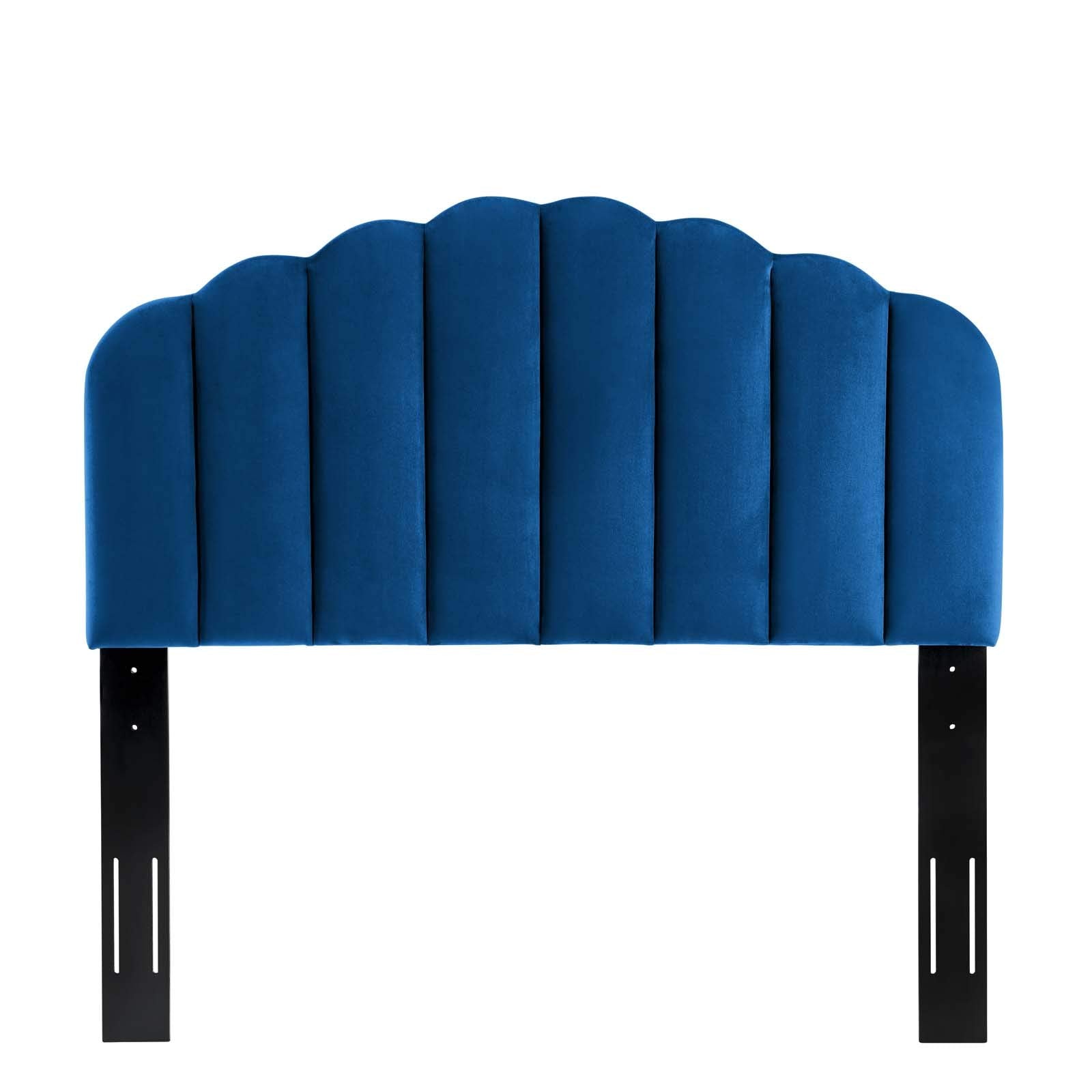 Modway Veronique Channel Tufted Performance Velvet Upholstered Full/Queen Headboard In Navy