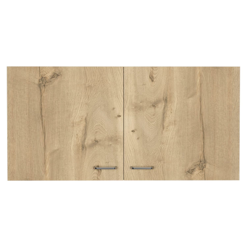 Salento Double Door Wall Cabinet with 2 Inner Shelves, White/Light Oak