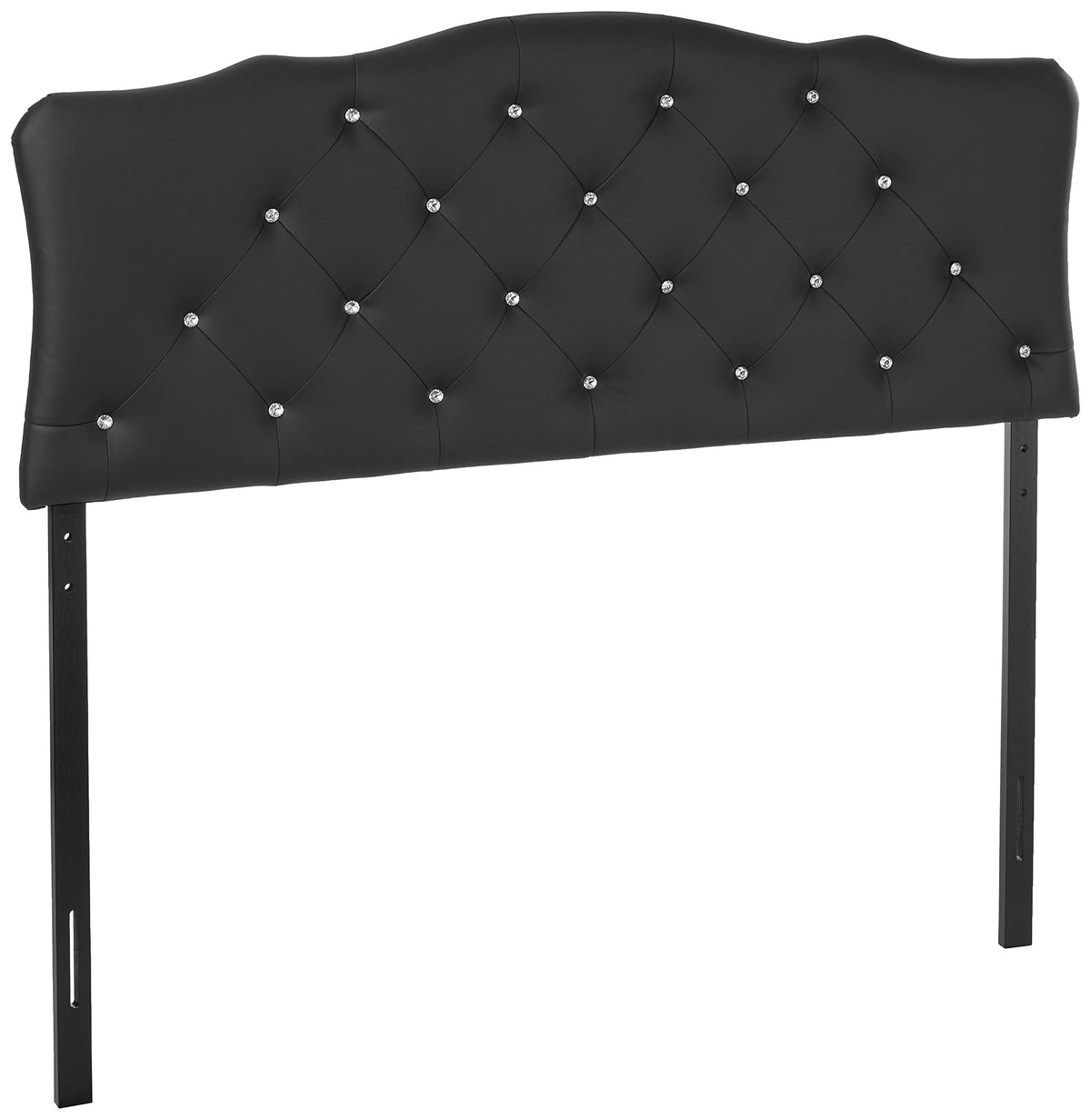 Baxton Studio Rita Modern and Contemporary Full Size Black Faux Leather Upholstered Button-Tufted Scalloped Headboard