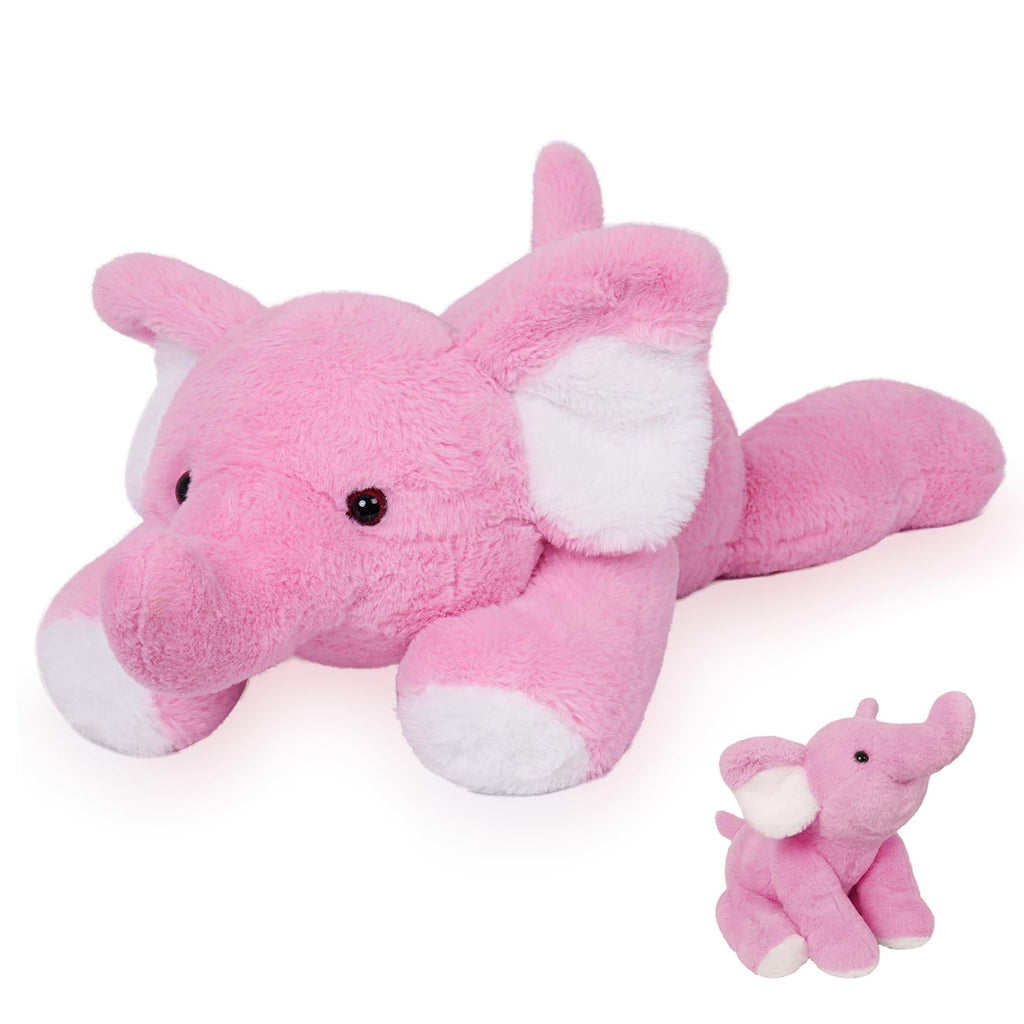 JellyMallow 5 lbs 27' Weighted Elephant Stuffed Animals Pink, Giant Elephant Plush Pillow Huggable Plushie for Kids and Adults