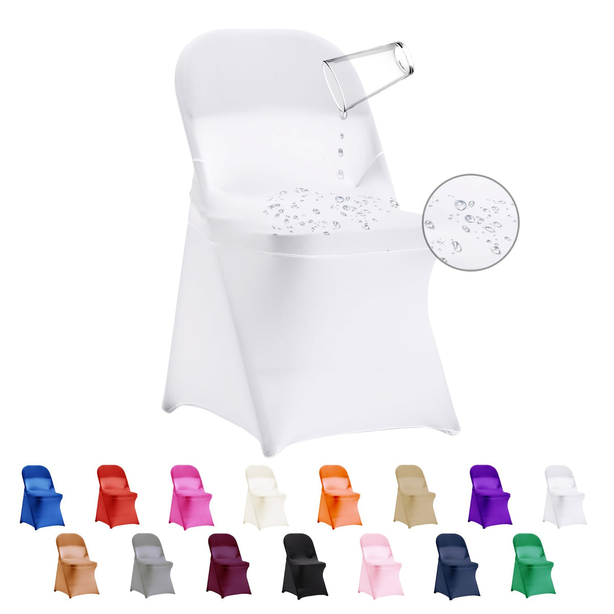 eccwai 50 PCS Waterproof Stretch Spandex Folding Chair Covers, Dining Room Chair Slipcovers Protector for Wedding, Banquet, Part