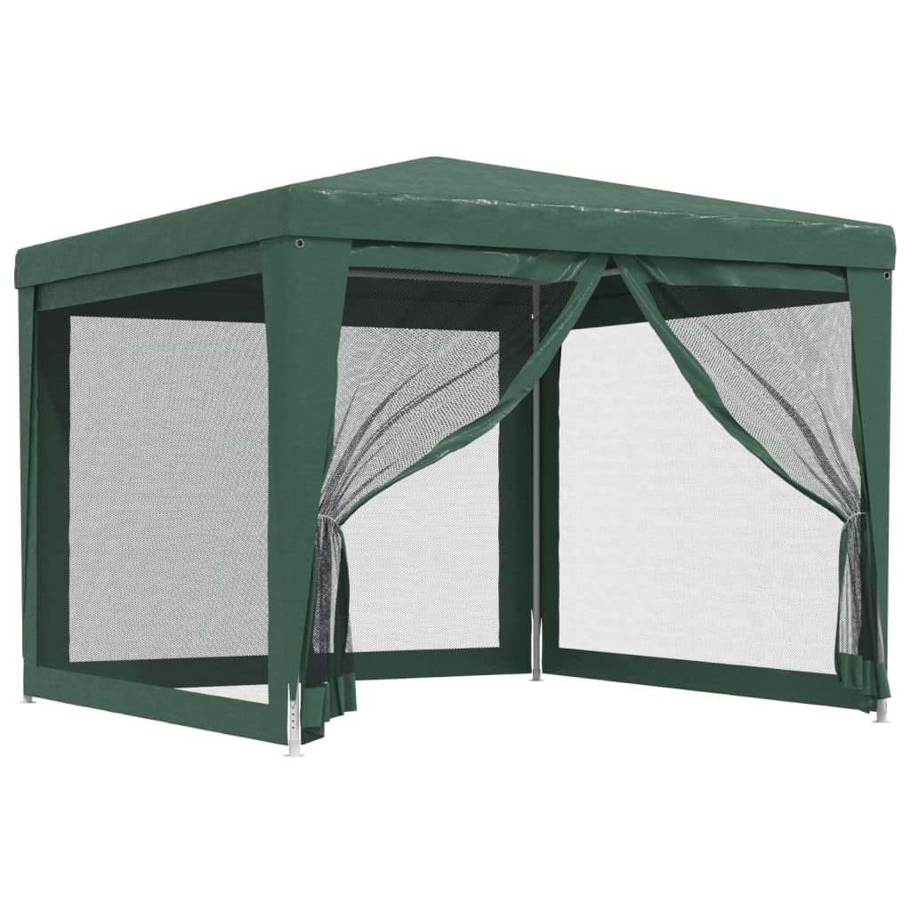 Vidaxl Green Party Tent - 9.8'X9.8' Sun Shelter With Uv-Resistant Polyethylene And Powder-Coated Iron Frame - Includes 4 Mesh Sidewalls