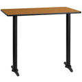 Flash Furniture 30'' x 48'' Rectangular Natural Laminate Table Top with 5'' x 22'' Bar Height Table Bases