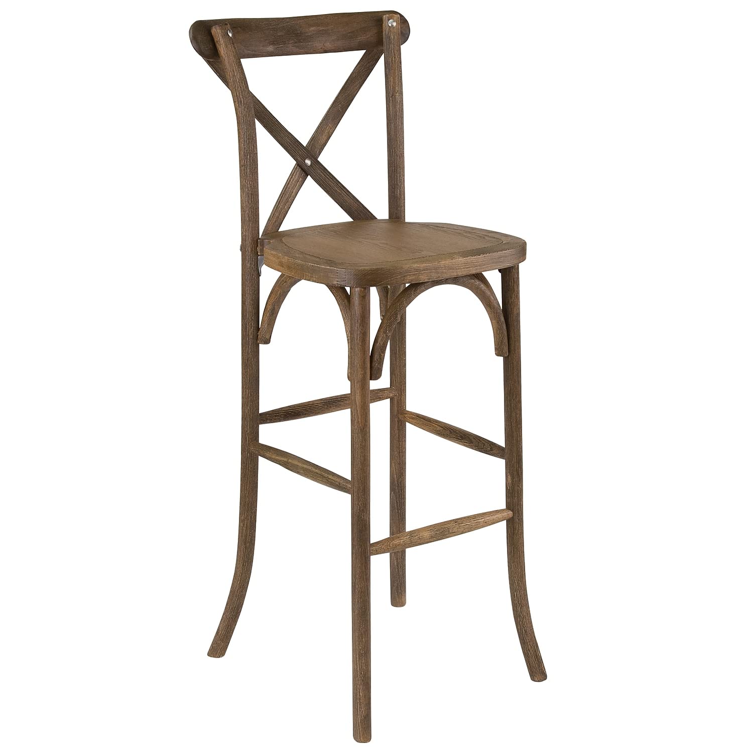 Flash Furniture Hercules Series Dark Antique Wood Cross Back Barstool