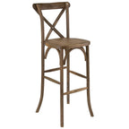 Flash Furniture Hercules Series Dark Antique Wood Cross Back Barstool