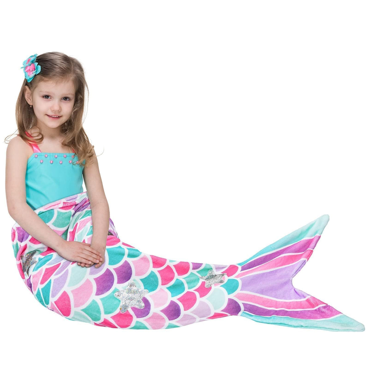 Wernnsai Mermaid Tail Blanket - Plush Mermaid Wearable Blanket For Girls Teens All Seasons Soft Flannel Snuggle Blanket Mermaid