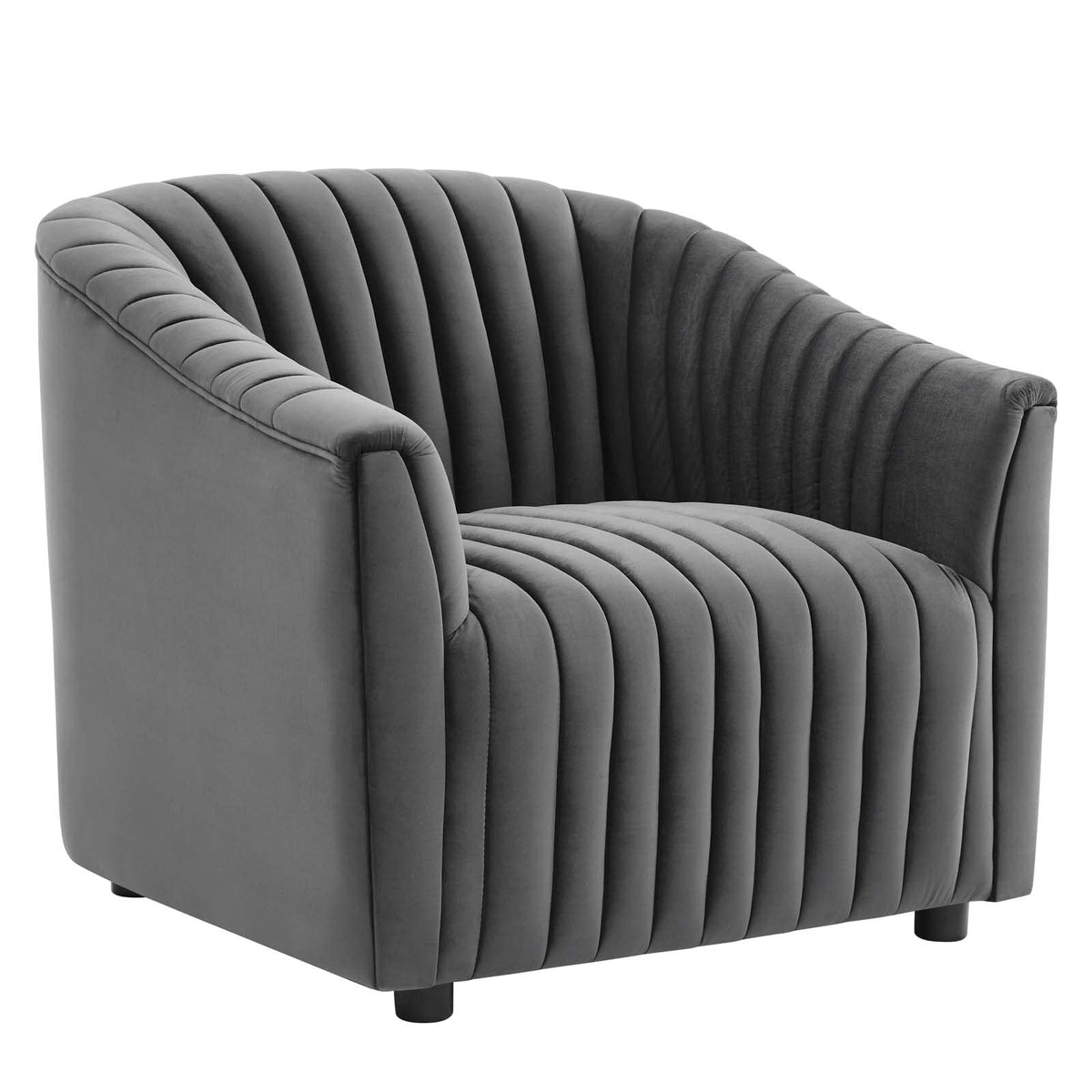 Modway Announce Modern Performance Velvet Tufted Armchair in Charcoal