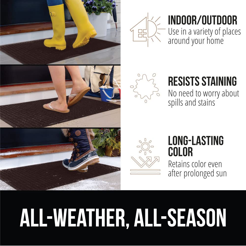 Gorilla Grip Ultra Absorbent Moisture Guard Doormat, Absorbs Up To 6 Cups Of Water, Stain And Fade Resistant, Spiked Rubber Backing, All Weather Mats Capture Dirt, Indoor Outdoor, 47X35, Coffee