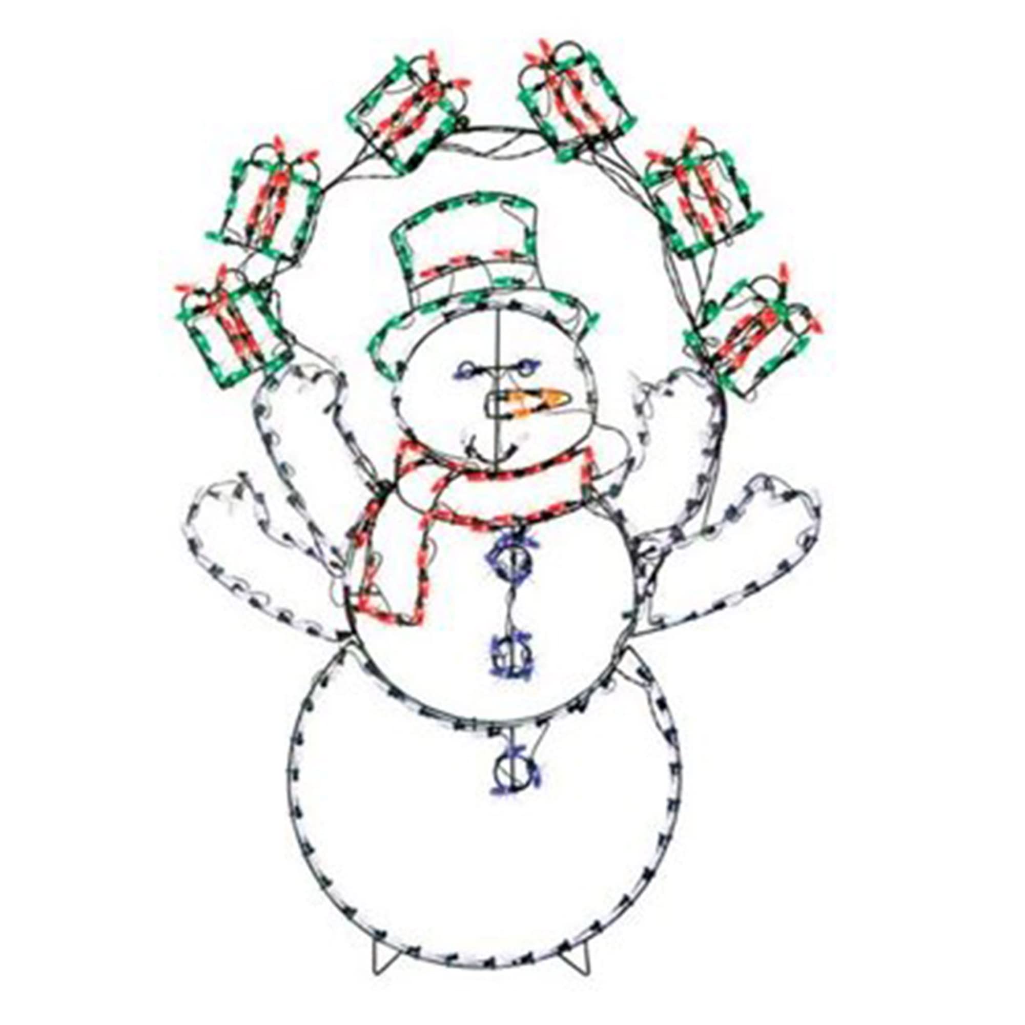 ProductWorks Pro-Line 60 Inch Juggling Snowman Indoor/Outdoor Christmas Yard Decoration, 265 Animated LED Multi-Color Lights
