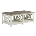 TUP THE URBAN PORT Pari Wooden Rectangle Coffee Table with X Shape Side Panels White and Brown