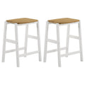 Coaster Home Furnishings Hollis Wood Counter Height Backless Bar Stool Brown And White (Set Of 2)