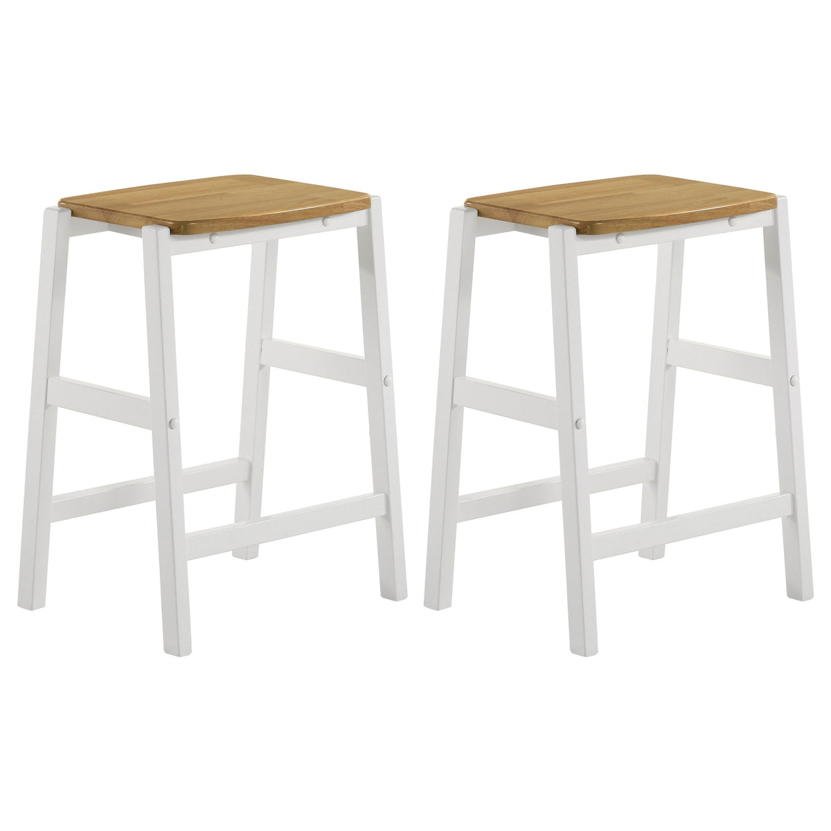 Coaster Home Furnishings Hollis Wood Counter Height Backless Bar Stool Brown And White (Set Of 2)
