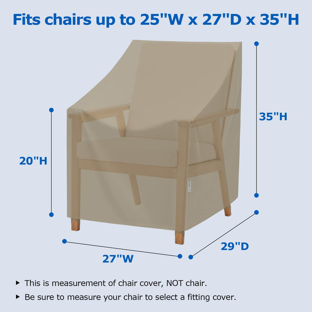 Sunpatio Outdoor Chair Covers Waterproof 2 Pack, Heavy Duty Patio Lounge Deep Seat Chair Covers, Fade & Rip Resistant Covers For Outdoor Furniture, All Weather Protection, 33.5'W X 37'D X 36'H, Taupe