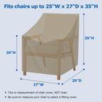 Sunpatio Outdoor Dining Chair Covers Waterproof, Heavy Duty Patio Chair Covers For Outdoor Furniture, Fade Resistant Lawn Furniture Covers, All Weather Protection, 2Pack - 27' W X 29' D X 35' H, Taupe
