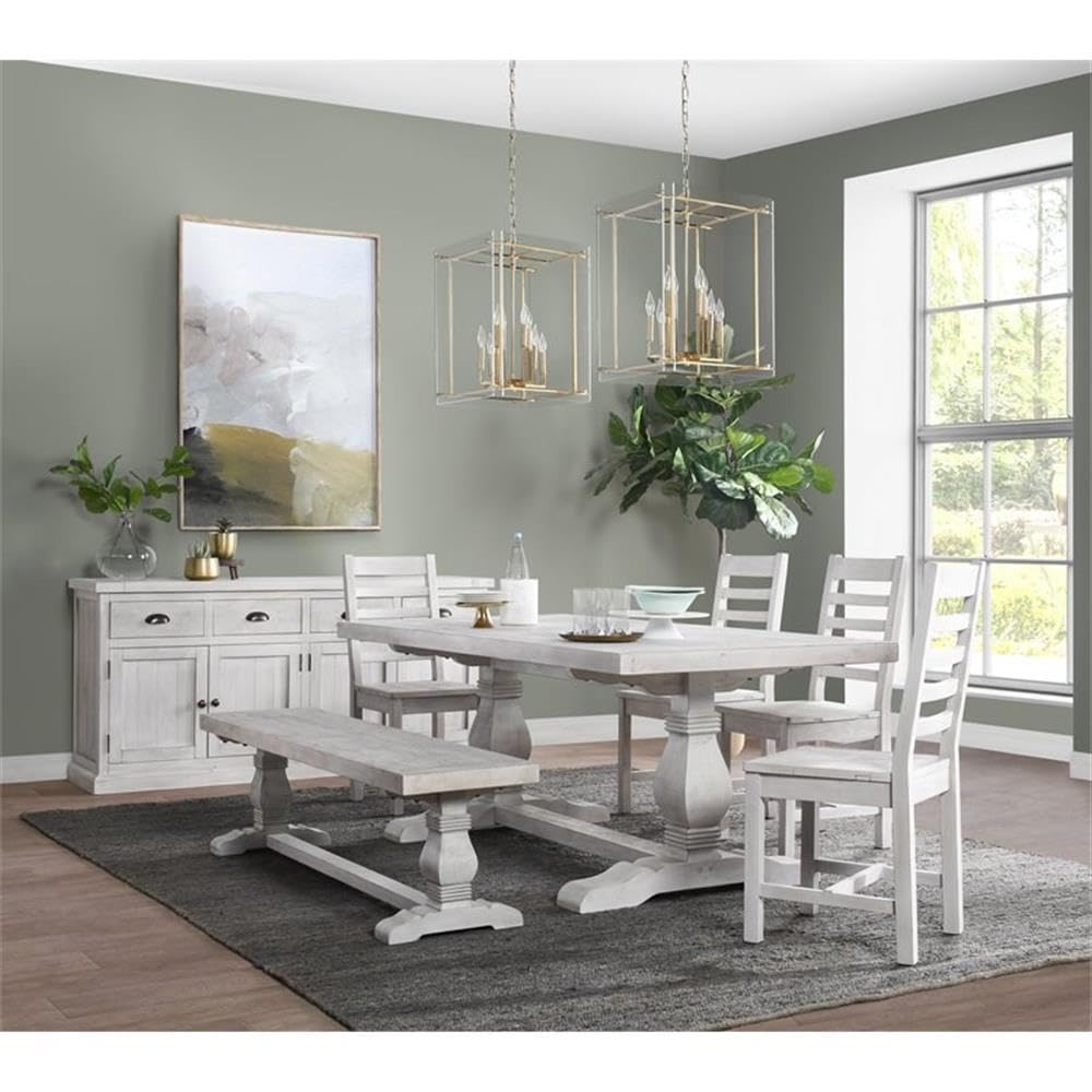 Kosas Home Quincy 83&Quot; Solid Pine Wood Bench In Nordic Ivory Finish