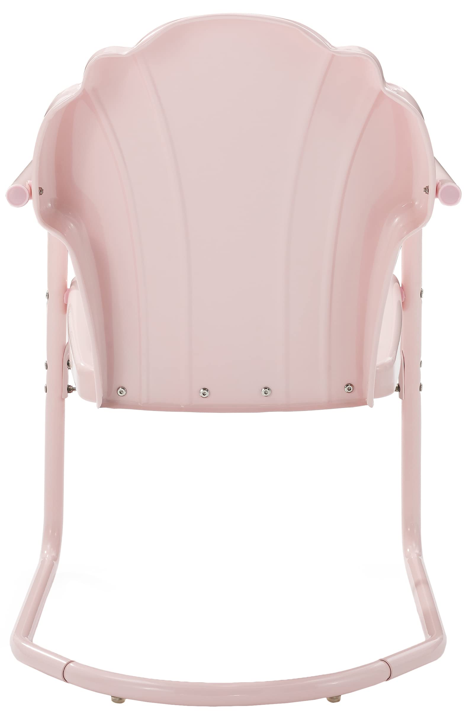 Crosley Furniture Tulip 2-Piece Outdoor Chair Set, Retro Metal Patio Chairs For Dining, Porch, Deck, Balcony, Pastel Pink Gloss