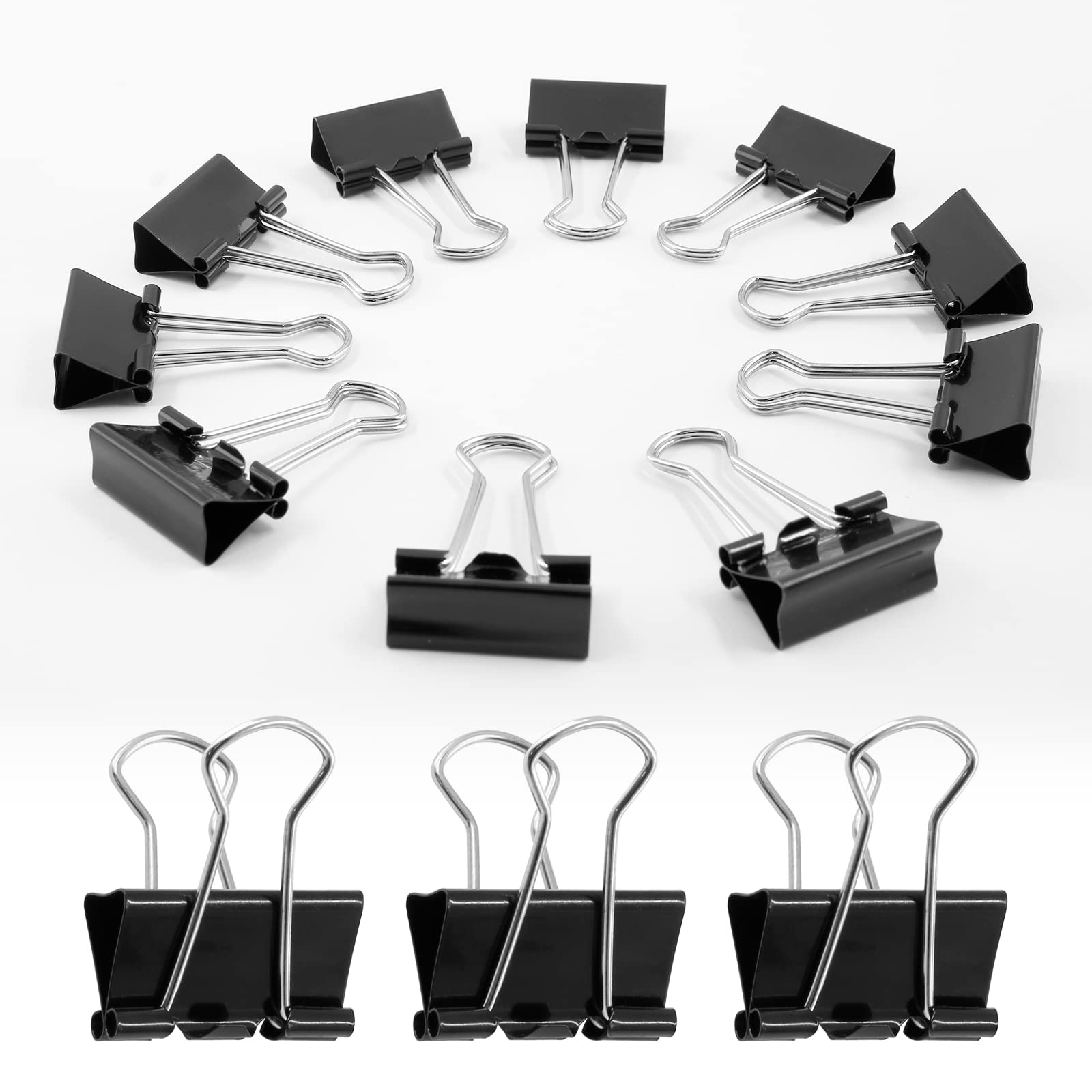 Qjaiune 40 Pack 1 Inch / 25Mm Binder Clips Black Paper Clips, Medium Binder Clips Metal Paper Clamps Office Clips School Supplie