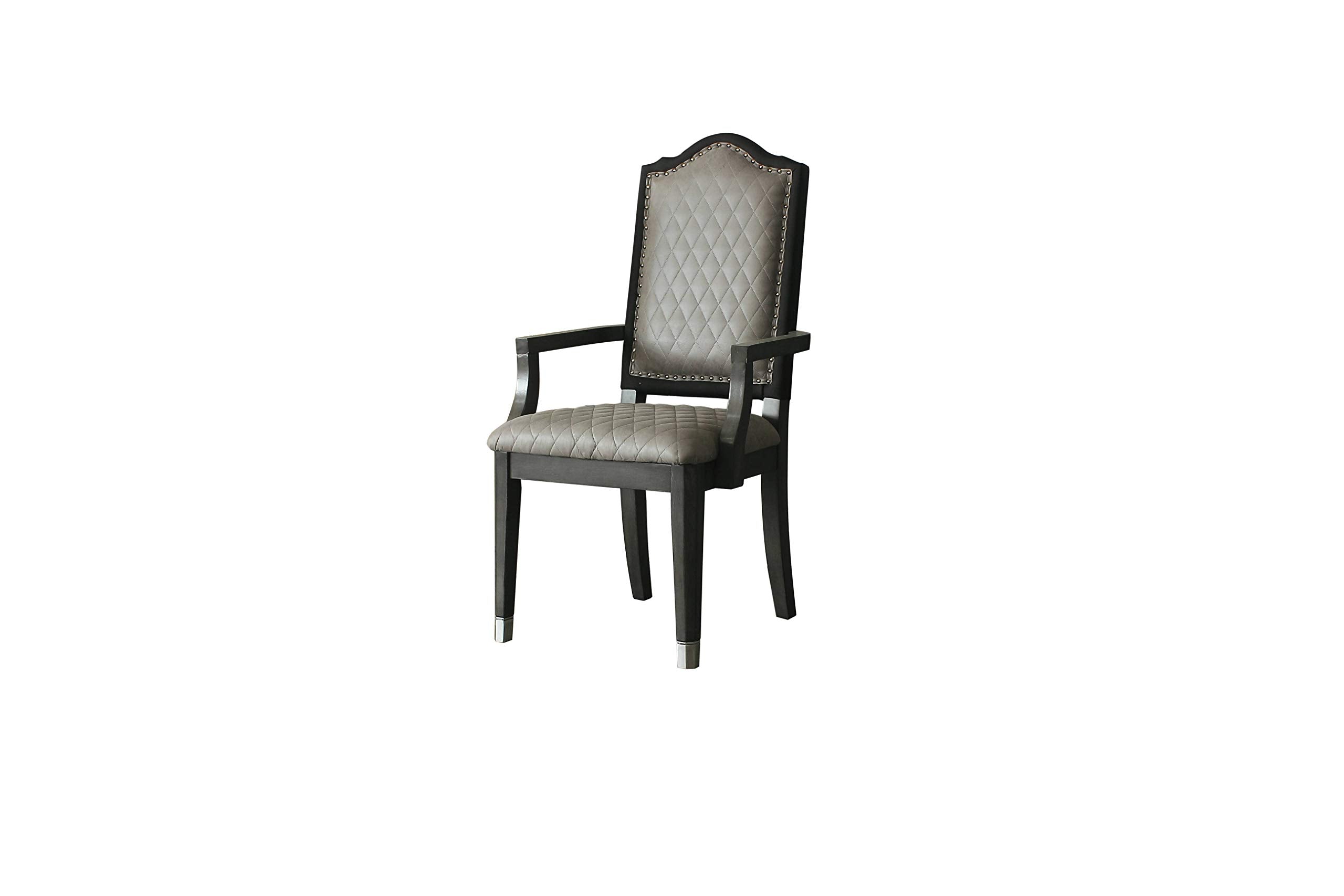 Acme House Beatrice Fabric Arm Chair in Two Tone Gray and Charcoal Set of 2